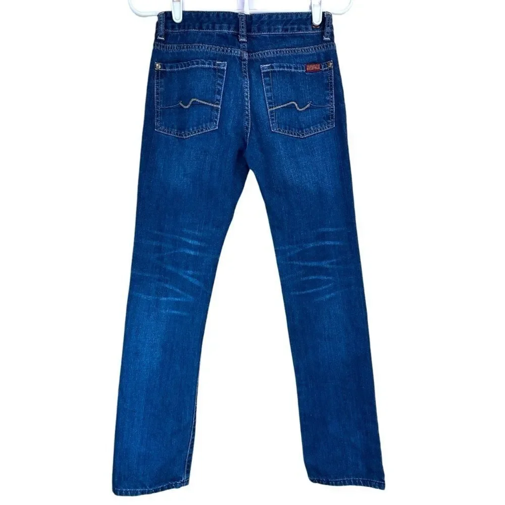 7 For All Mankind Slimmy Straight Leg Jeans Blue Size 12 Preppy Streetwear